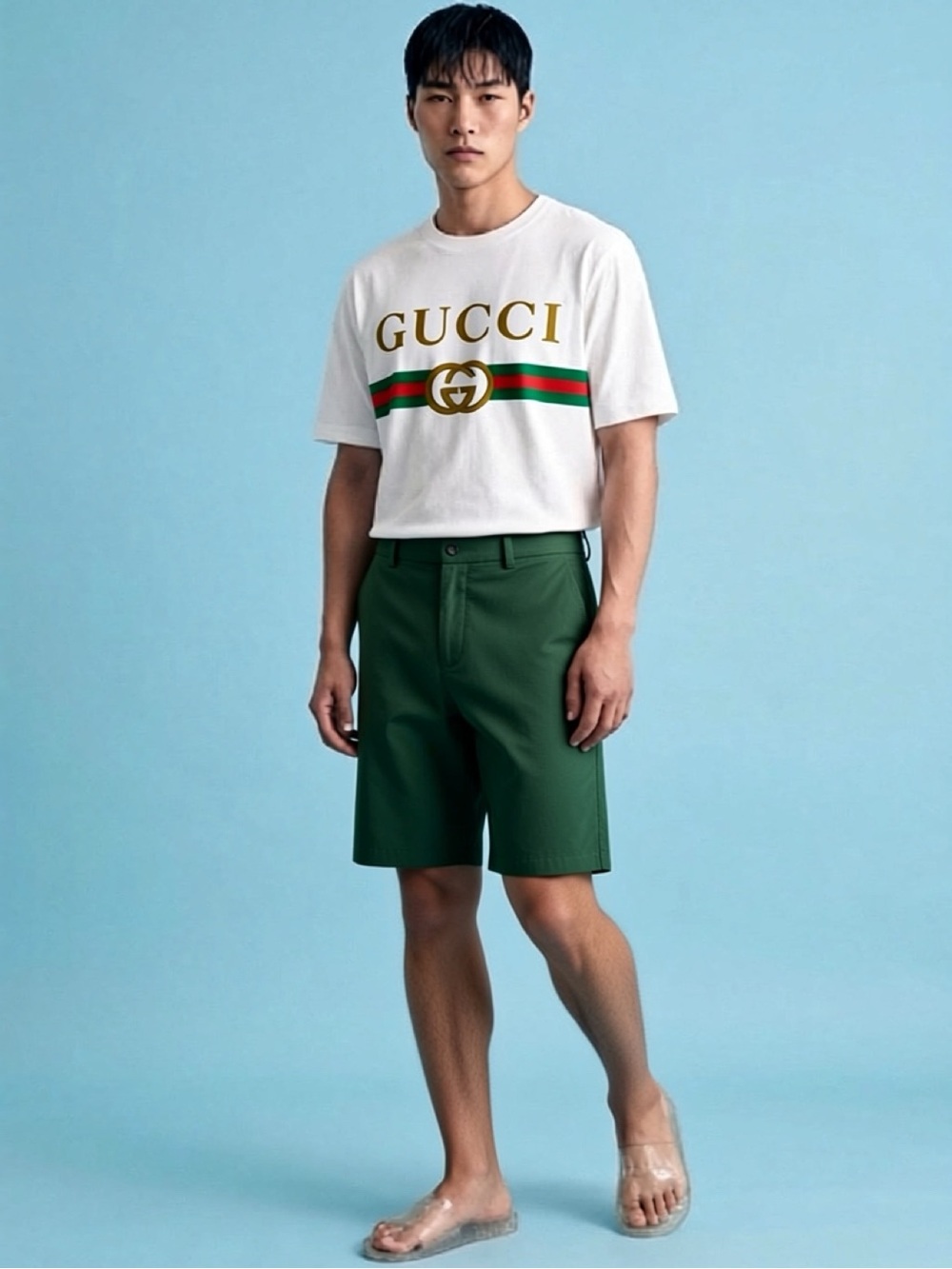Gucci Transparent Rubber Logo Slides
Men's Size: 11